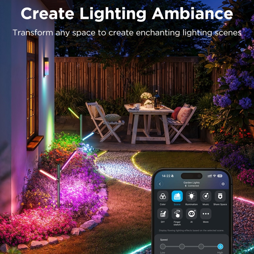 SET 2x lampă LED RGBICWW dimabilă de exterior Govee LED/36W/230V IP66 2700-6500K Wi-Fi