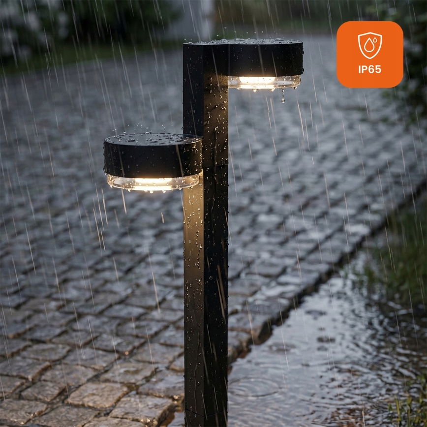 Set 2x lampă solară LED 2xLED/1W/3,7V 1200 mAh 55 cm IP65 negru