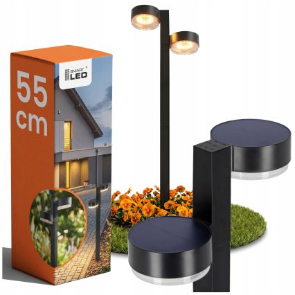 Set 2x lampă solară LED 2xLED/1W/3,7V 1200 mAh 55 cm IP65 negru