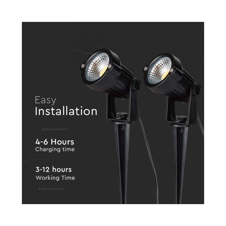 SET 2x Lampă solară LED pentru exterior 2xLED/1,2W/3,7V IP65 3000K 4000 mAh