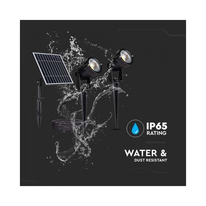 SET 2x Lampă solară LED pentru exterior 2xLED/1,2W/3,7V IP65 3000K 4000 mAh