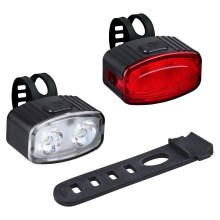 SET 2x lanternă LED reîncărcabilă dimabilă pentru bicicletă 350mAh IP44 roșu/alb