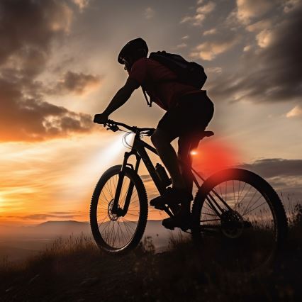 SET 2x lanternă LED reîncărcabilă dimabilă pentru bicicletă 350mAh IP44 roșu/alb