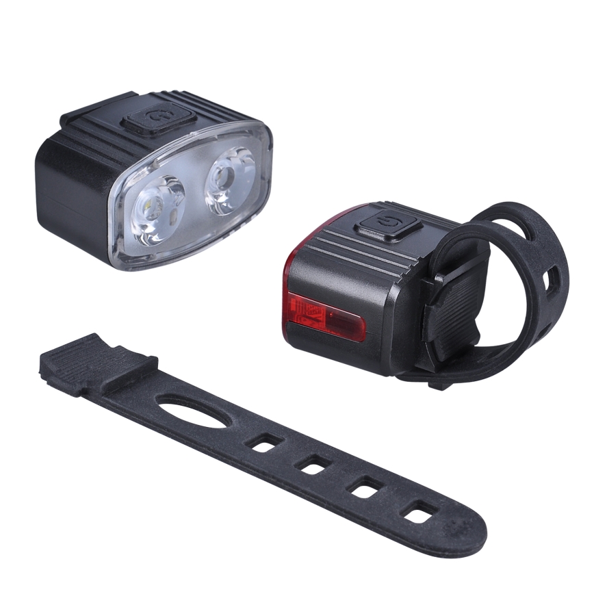 SET 2x lanternă LED reîncărcabilă dimabilă pentru bicicletă 350mAh IP44 roșu/alb