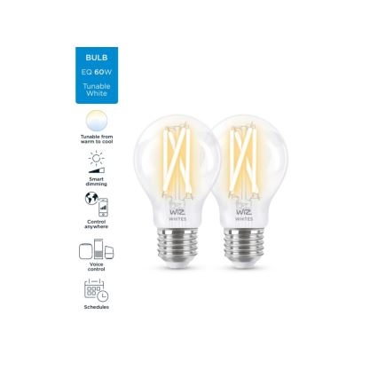 SET 2x Bec LED Vintage filament dimabil A60 E27/6,7W/230V 2700-6500K CRI 90 Wi-Fi - WiZ