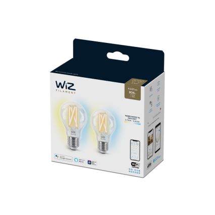 SET 2x Bec LED Vintage filament dimabil A60 E27/6,7W/230V 2700-6500K CRI 90 Wi-Fi - WiZ