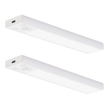 Set 2x Lumină LED reîncărcabilă pentru mobilier cu senzor de mișcare și de amurg VIRO LED/1W/3,7V 800 mAh 3000/4000/6500K 20 cm alb