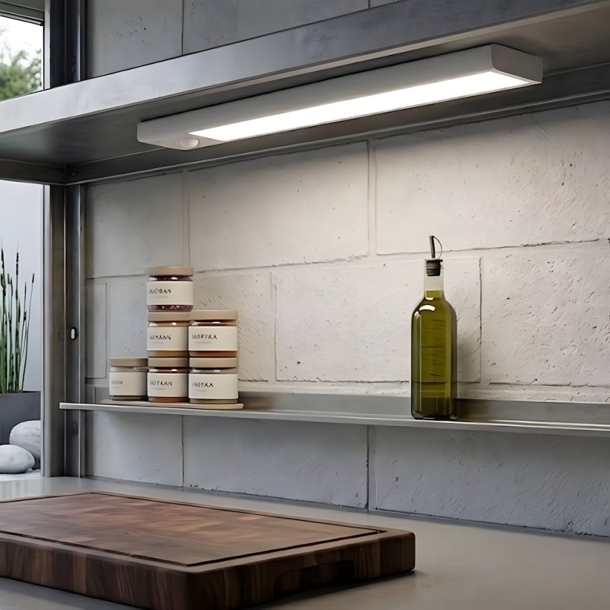 Set de 2 lumini LED reîncărcabile pentru mobilier, cu senzor de mișcare și de crepuscul VIRO LED/1,2W/3,7V 800 mAh 3000/4000/6500K 30 cm alb