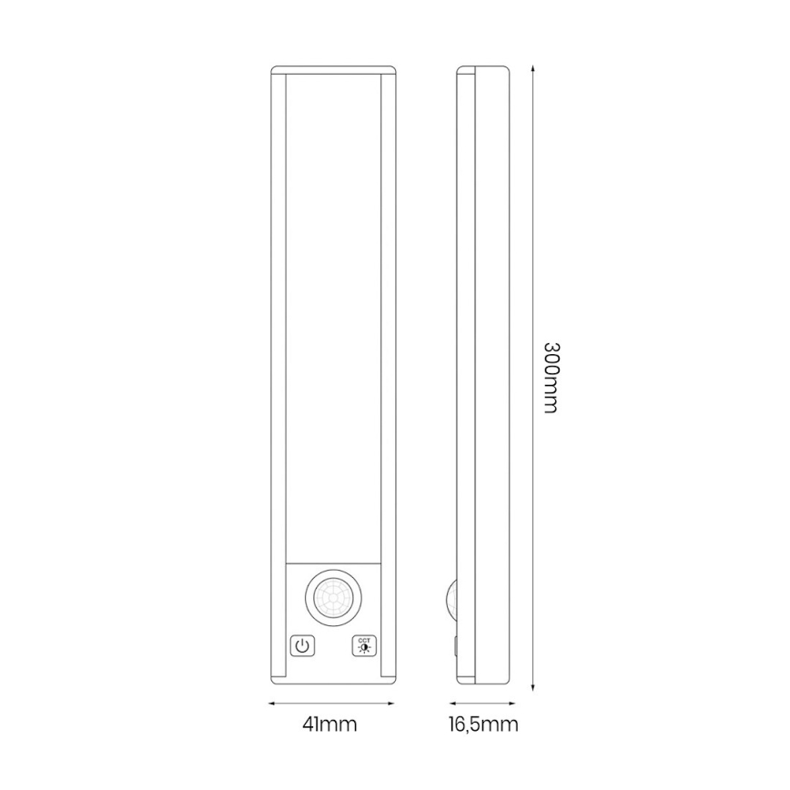 Set de 2 lumini LED reîncărcabile pentru mobilier, cu senzor de mișcare și de crepuscul VIRO LED/1,2W/3,7V 800 mAh 3000/4000/6500K 30 cm alb