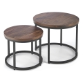 SET 2x Masă de cafea OREO, diametru 43/53 cm, negru/nuc