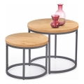 SET 2x Masă de cafea OREO Ø 43/53 cm antracit/stejar auriu