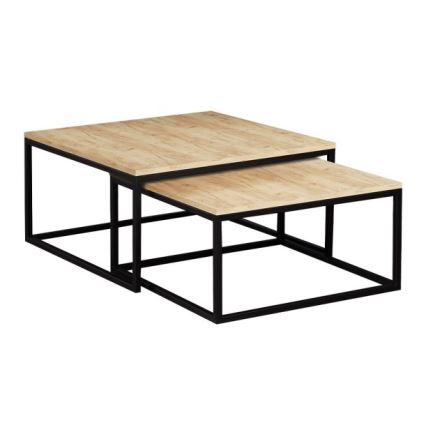 SET 2x măsuță de cafea DUAL stejar auriu/negru