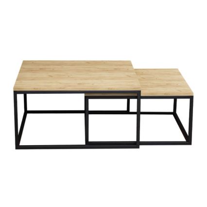 SET 2x măsuță de cafea DUAL stejar auriu/negru