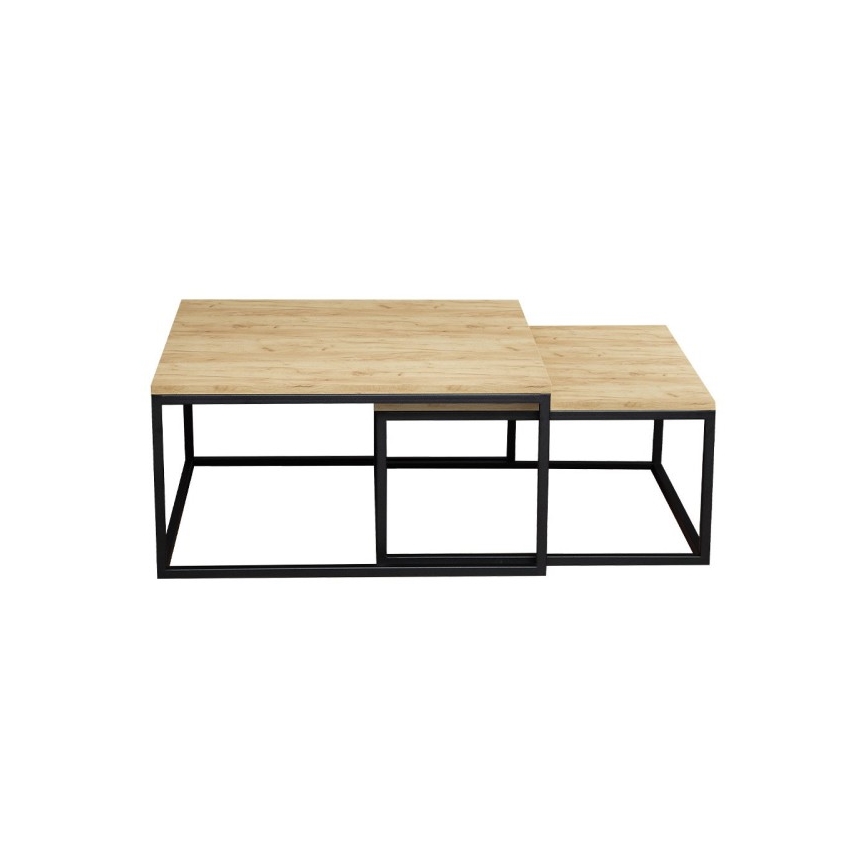 SET 2x măsuță de cafea DUAL stejar auriu/negru