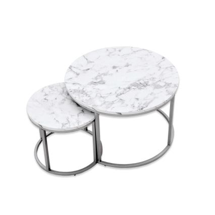 SET 2x măsuță de cafea PAOLA d. 38/60 cm gri/decor marmorat
