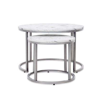 SET 2x măsuță de cafea PAOLA d. 38/60 cm gri/decor marmorat