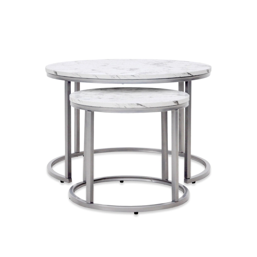 SET 2x măsuță de cafea PAOLA d. 38/60 cm gri/decor marmorat