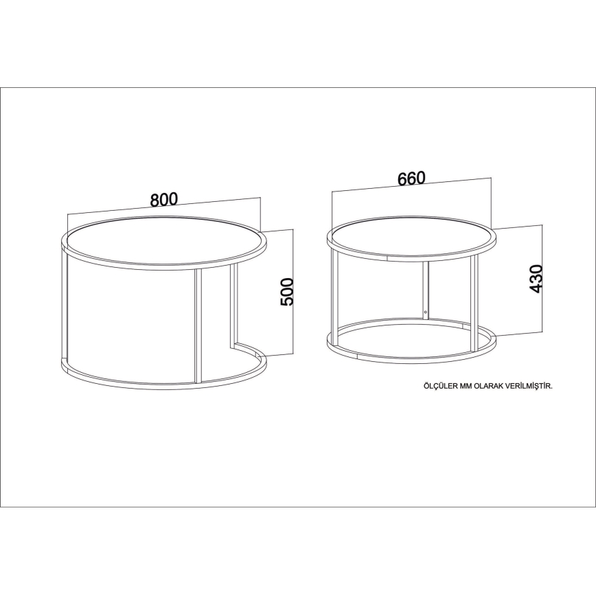 SET 2x măsuță de cafea TAMBUR aurie/bej