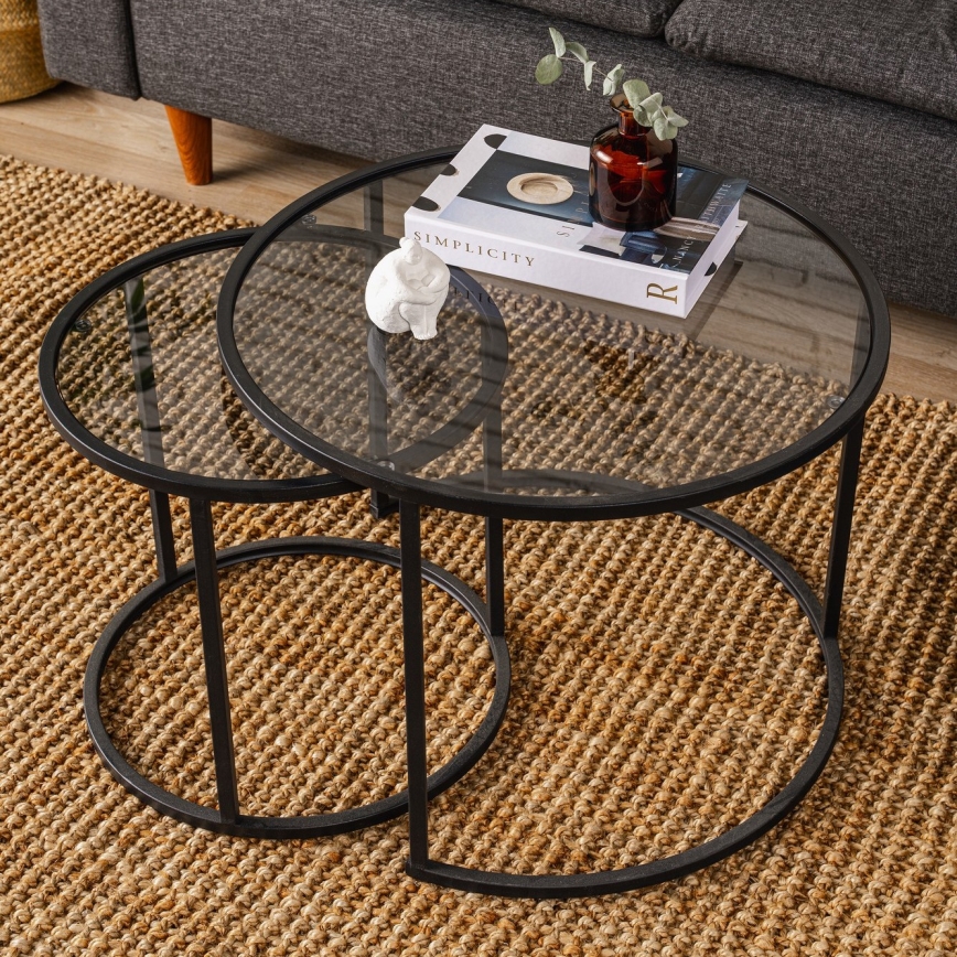 SET 2x măsuță de cafea TOKYO d. 42/60 cm negru