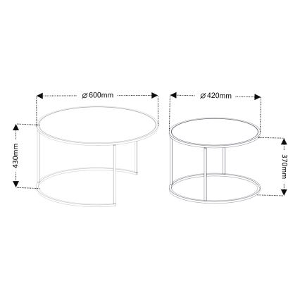 SET 2x măsuță de cafea TOKYO d. 42/60 cm negru