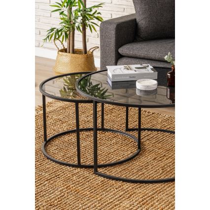 SET 2x măsuță de cafea TOKYO d. 60/80 cm negru