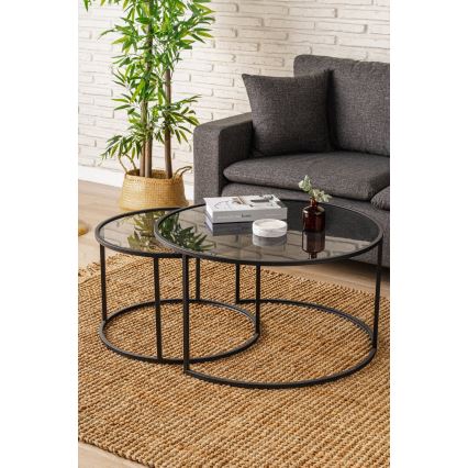 SET 2x măsuță de cafea TOKYO d. 60/80 cm negru