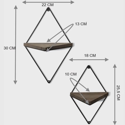 SET 2x raft de perete din molid