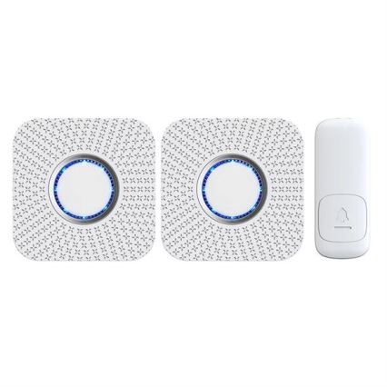 SET 2x sonerie cinetică fără fir, pentru priză 230V albă