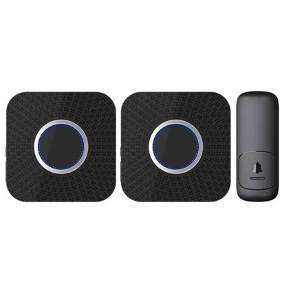 SET 2x sonerie cinetică fără fir, pentru priză 230V neagră