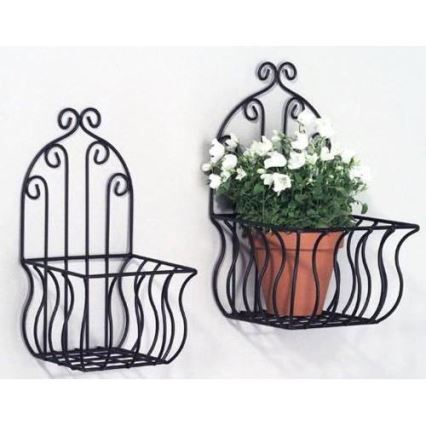 SET 2x suport de flori de perete 35x16 cm negru