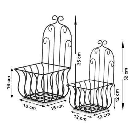 SET 2x suport de flori de perete 35x16 cm negru