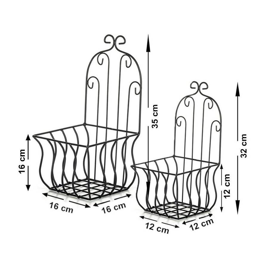 SET 2x suport de flori de perete 35x16 cm negru