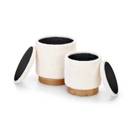 SET 2x taburet CANCUN d. 31/38 cm alb/maro