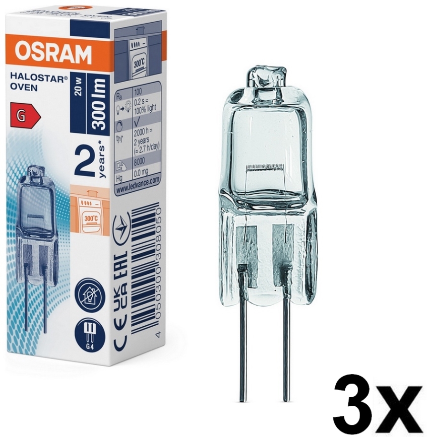 Set 3 buc. Bec pentru cuptor Osram HALOSTAR G4, 20W, 12V, 2700K