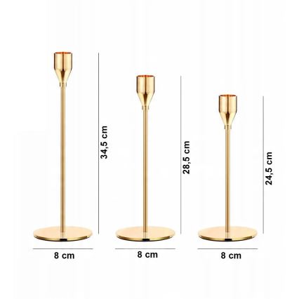 Set 3 sfeșnice aurii