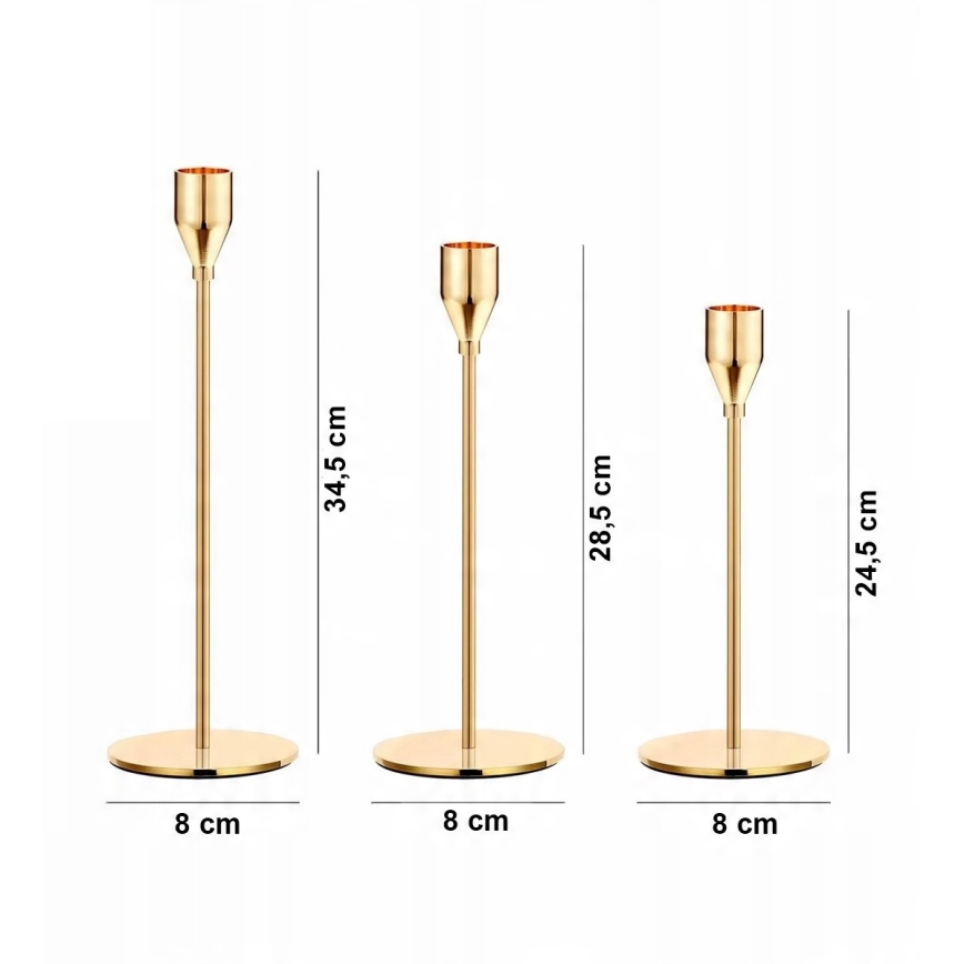 Set 3 sfeșnice aurii