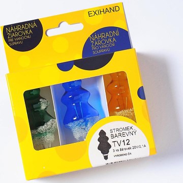 SET 3x bec de rezervă TREE E10/20V/0,1A colorat. Fabricat în Europa