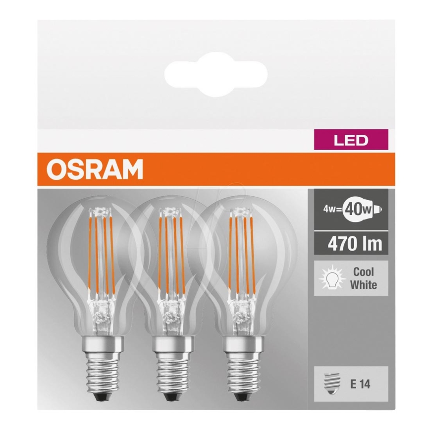 SET 3x Bec LED BASE P40 E14/4W/230V 4000K – Osram