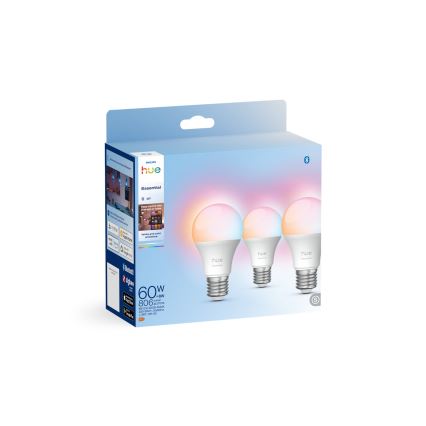 Set de 3 becuri LED reglabile Philips Hue White and Color Ambiance Essential E27/8W/230V 2200-6500K