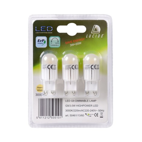 SET 3x Bec LED dimmabil G9/3W/230V - Lucide 50461/13/60