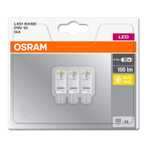 SET 3x Bec LED G4/0,9W/12V 2700K - Osram