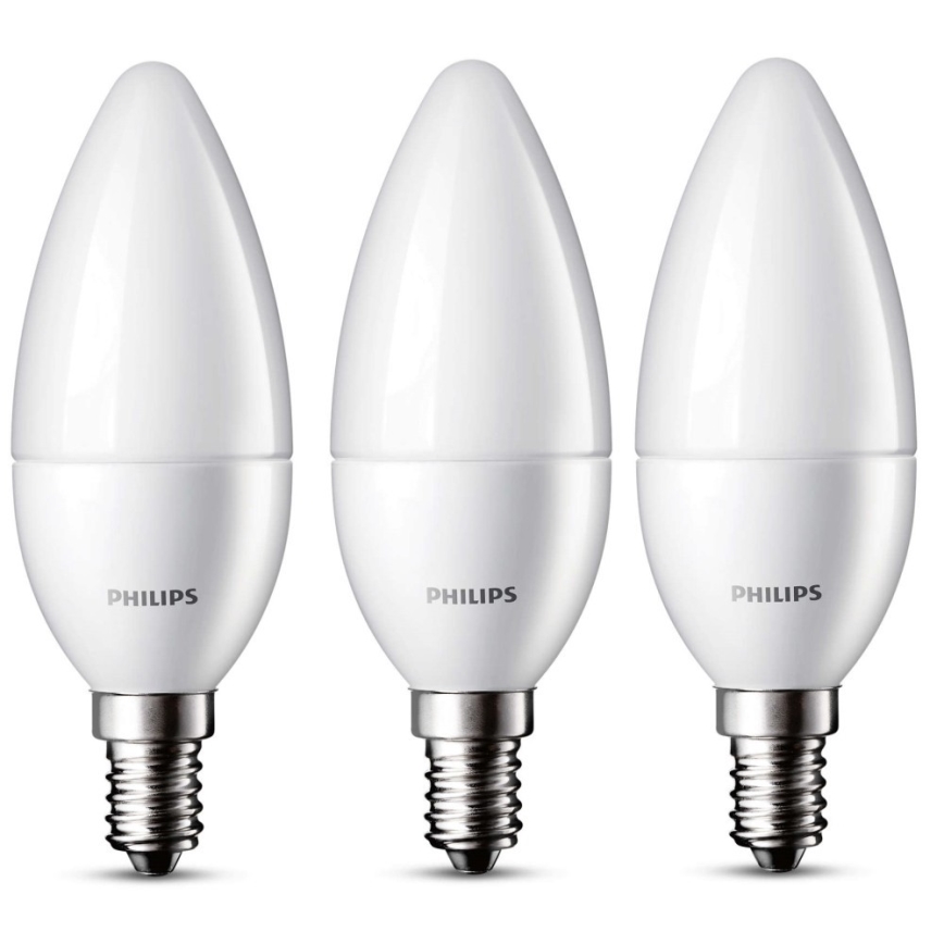 Set 3x Bec LED Philips E14/3,5W/230V 2700K