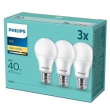 SET 3x Bec LED Philips E27/6W/230V 2700K