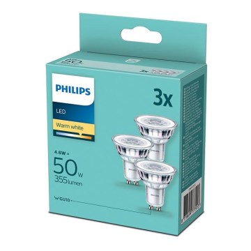 SET 3x Bec LED Philips GU10/4,6W/230V 2700K