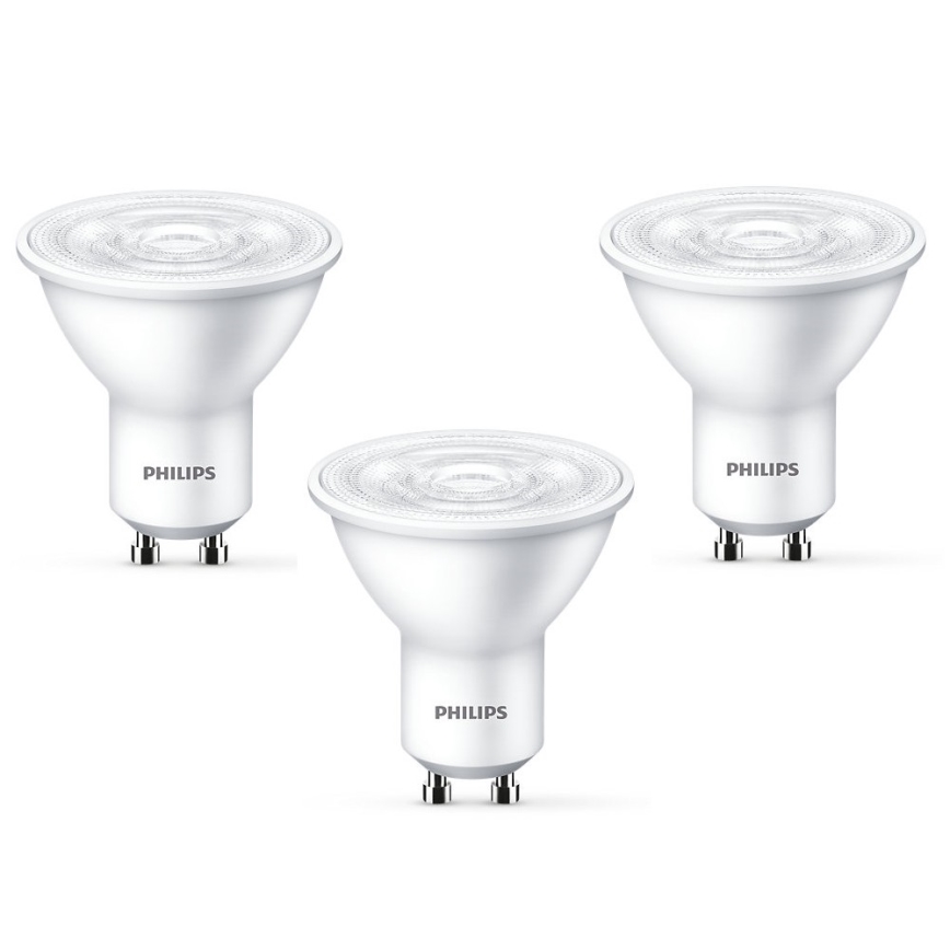 SET 3x Bec LED Philips GU10/4,7W/230V 2700K