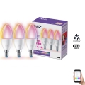 SET 3x bec LED RGBW dimabil WiZ C37 E14/4,9W/230V 2200-6500K CRI90 Wi-Fi