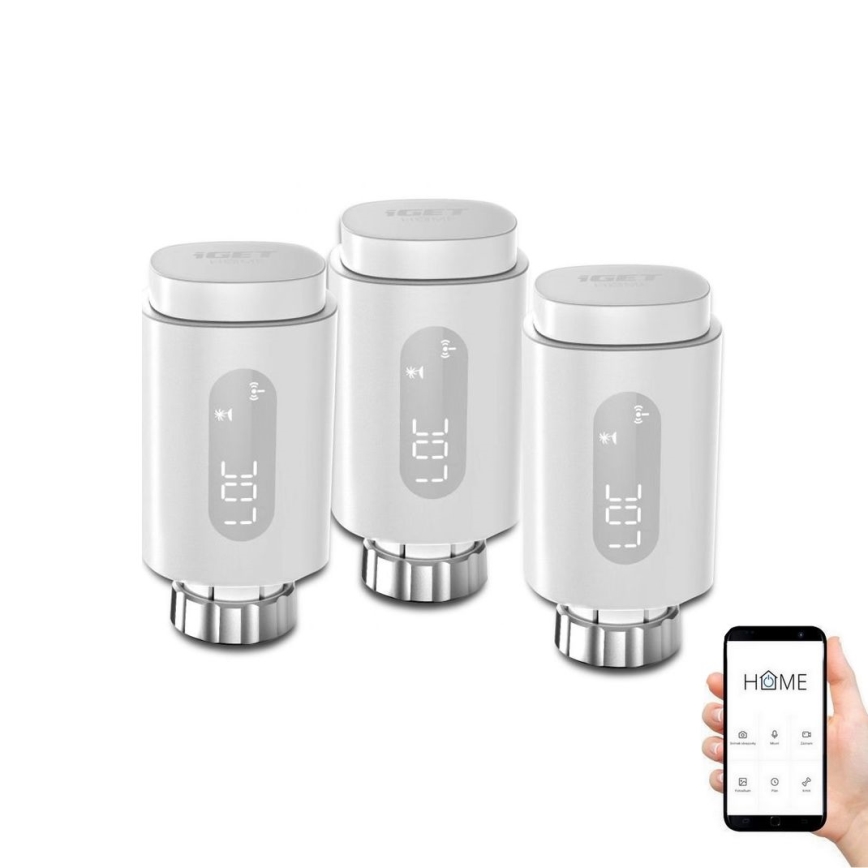 SET 3x cap termostatic inteligent cu afișaj LED 2xAA/3V Zigbee