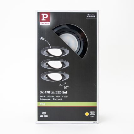 SET 3x corp de iluminat încastrat pentru baie LED/6W IP23 NOVA 230V Paulmann 94471