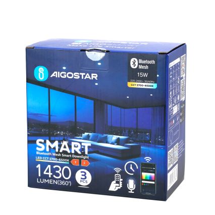 SET 3x corp de iluminat LED dimabil încastrat Aigostar MESH LED/15W/230V 2700K-6500K d. 17cm