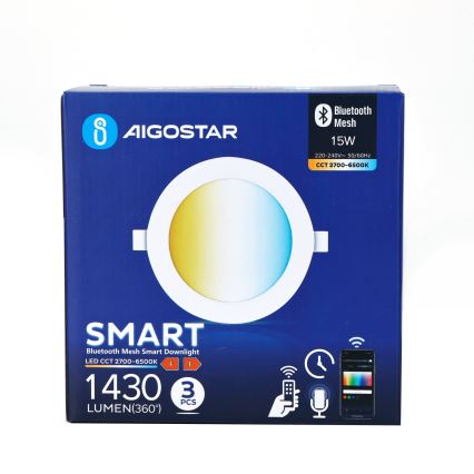 SET 3x corp de iluminat LED dimabil încastrat Aigostar MESH LED/15W/230V 2700K-6500K d. 17cm